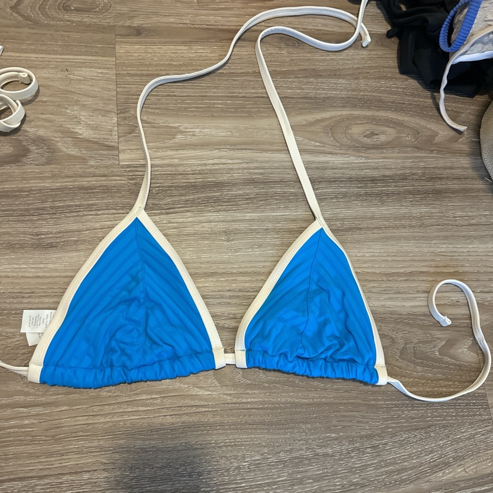 Aerie Blue and Cream Bikini Top